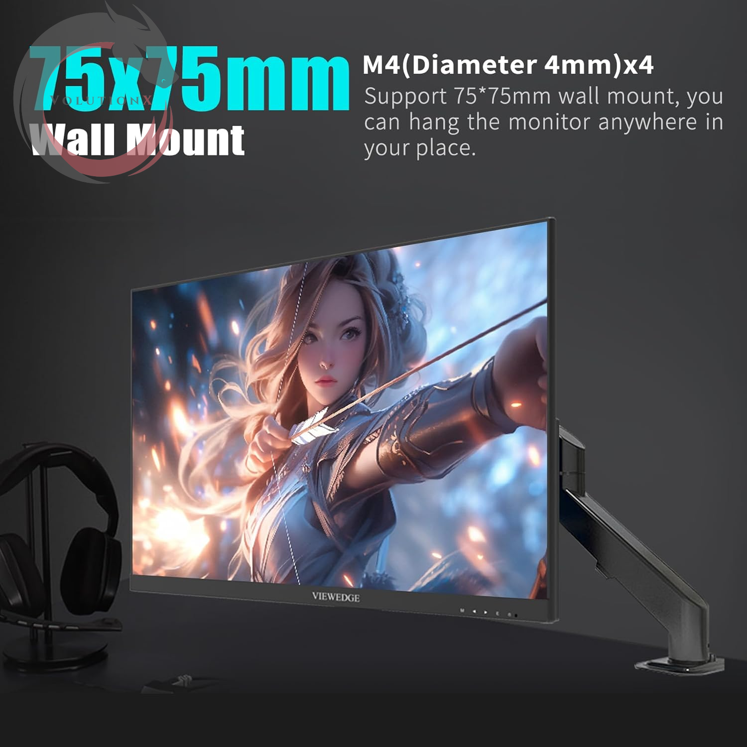 24 Inch Gaming Monitor with 180Hz, VA 1Ms, FHD 1080P and HDR 10 PC Computer Monitor with 100% Srgb, Bluelight Filter, 2 HDMI & 1 DP Port, Support Freesync and Wall Mounted