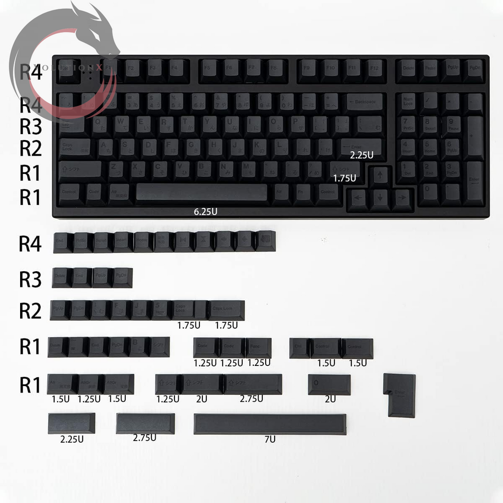 PBT Japanese Gray Keycaps 144 Keys Cherry Profile Dye-Sub Custom Minimalist Keycaps for 60% 65% 70% 75% Cherry Gateron MX Switches Mechanical Keyboards