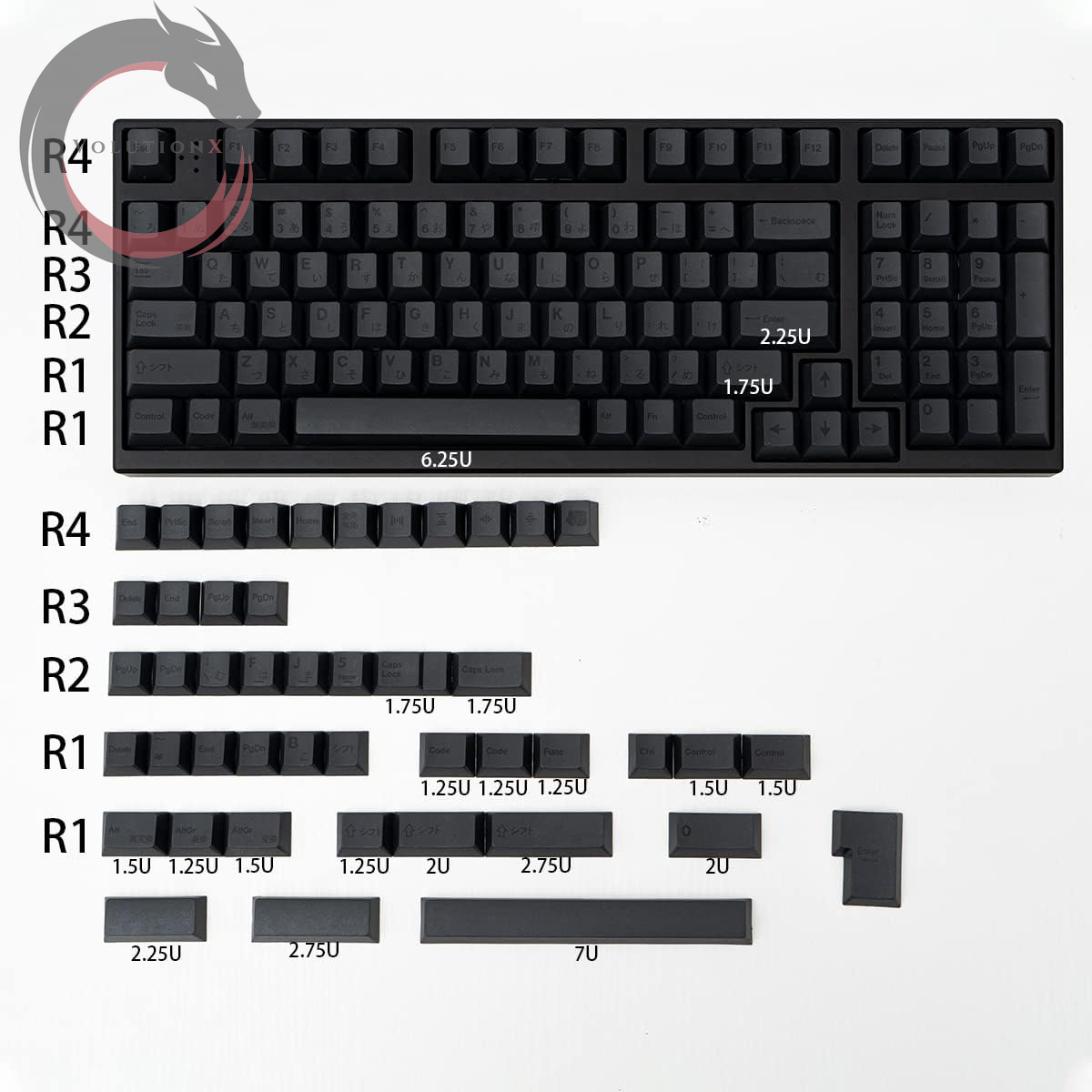 PBT Japanese Gray Keycaps 144 Keys Cherry Profile Dye-Sub Custom Minimalist Keycaps for 60% 65% 70% 75% Cherry Gateron MX Switches Mechanical Keyboards